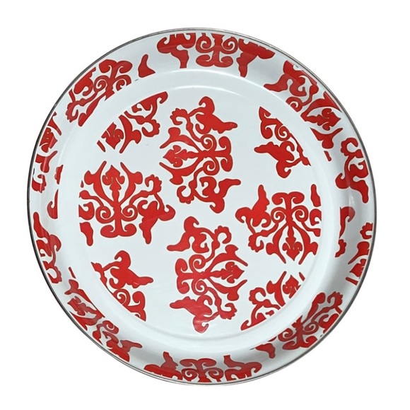 Golden Rabbit Rare Red Damask Catering Bowl and Platter - Picture 5 of 10